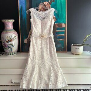 Mikaella Bridal Bridesmaid Lace Wedding Dress - White 8